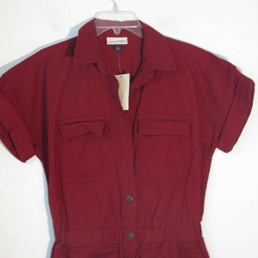 Universal Threads Jumpsuit Size 4 NWT $40 Red Pockets Button Up Cropped - Picture 2 of 6